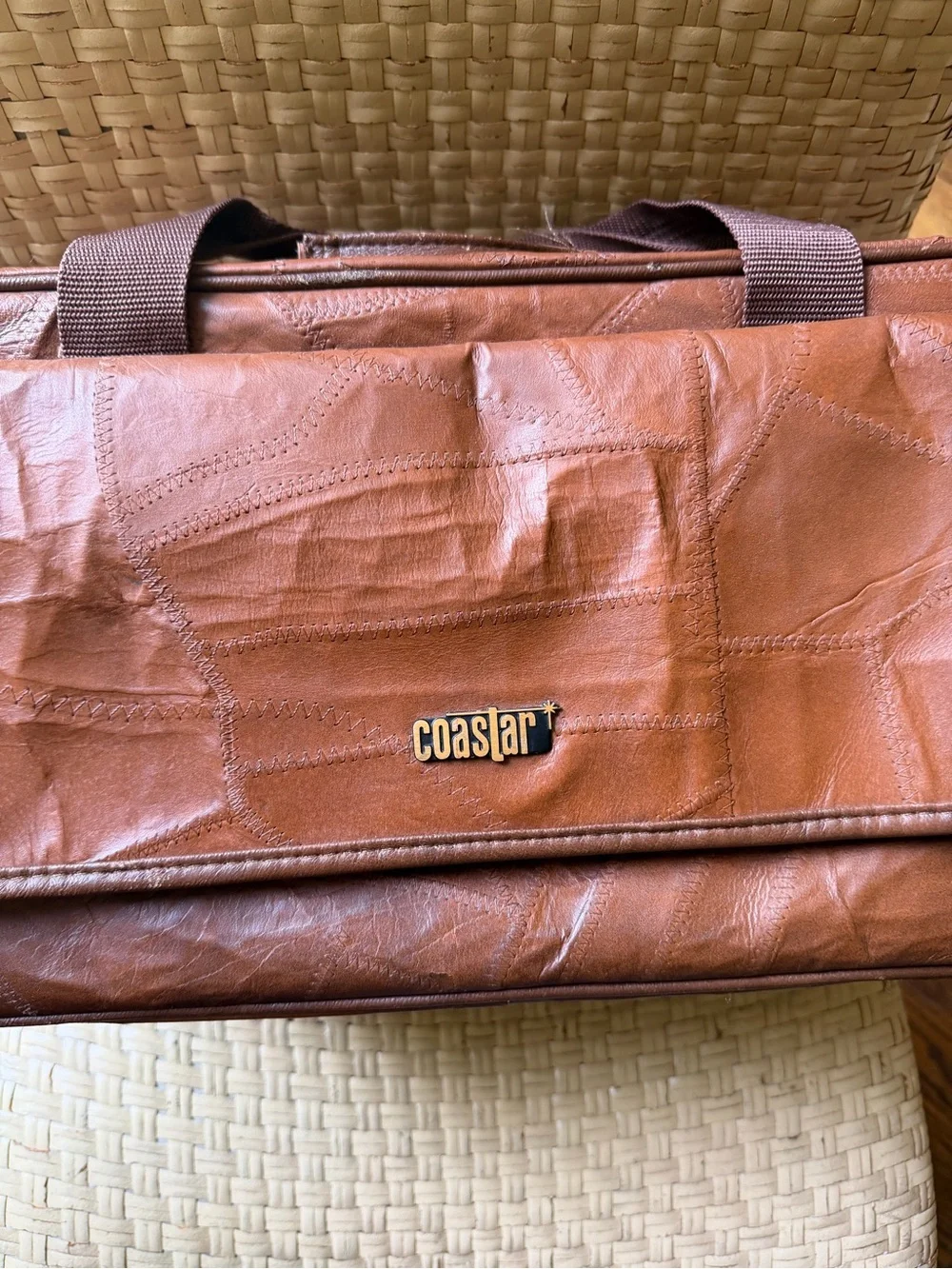 Coaster Brown Large Leather camera Bag Duffle Bag